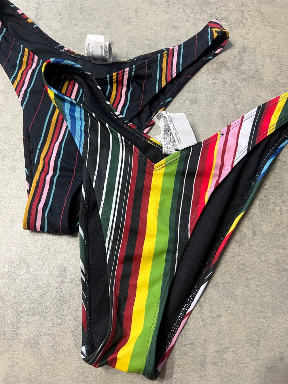 Forever 21 Black Multicolor Striped Bikini Bottoms